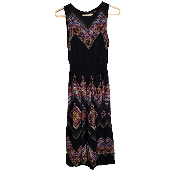 Tanvi Kedia Anthropologie Black Midi Dress Colorful Boho Wedding Women's Sz 2 - Picture 1 of 9
